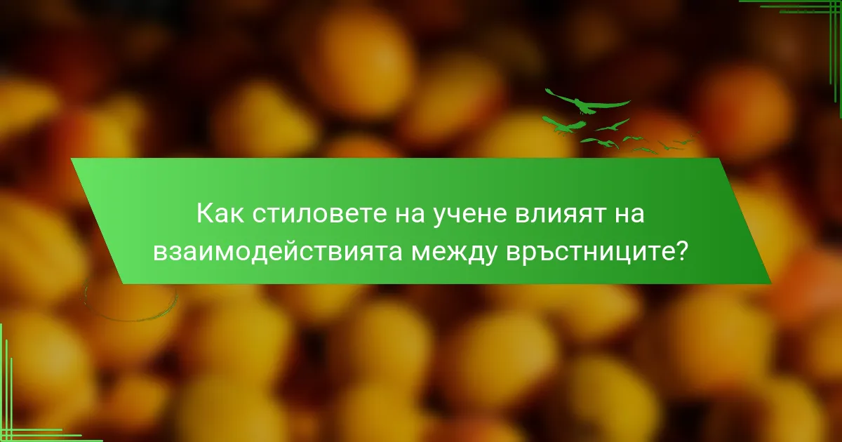 Как стиловете на учене влияят на взаимодействията между връстниците?