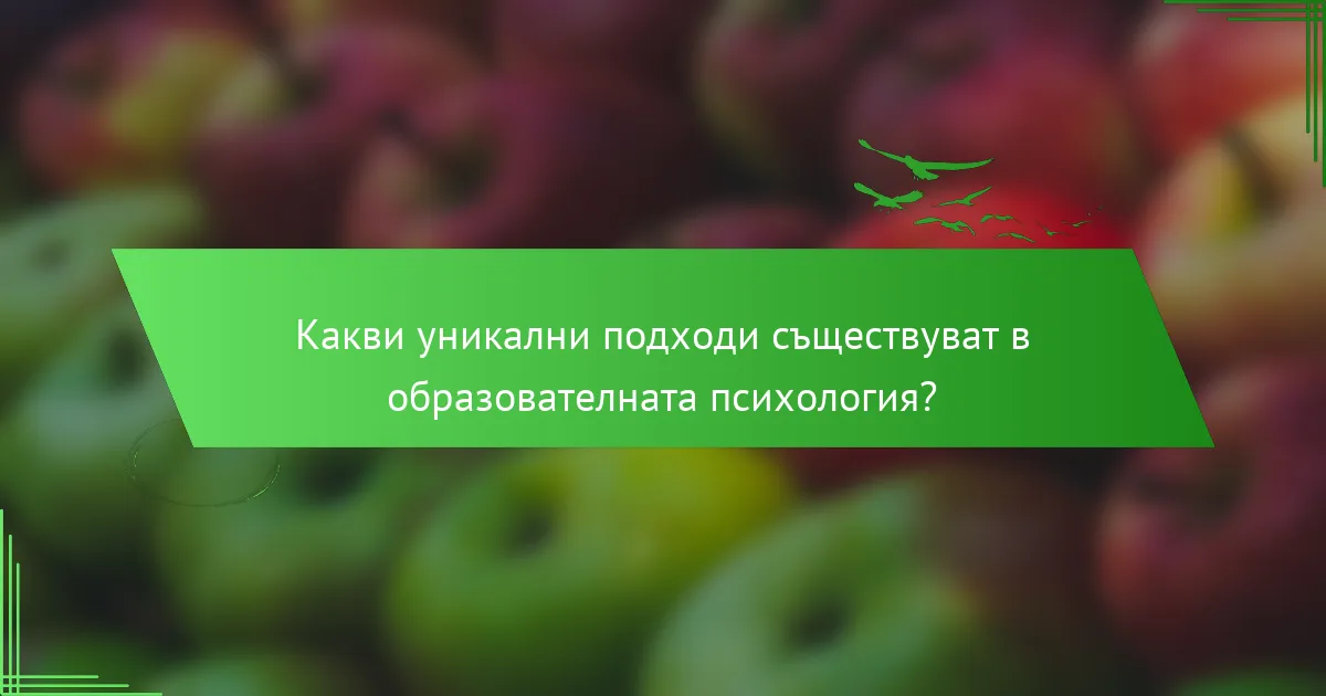 Какви уникални подходи съществуват в образователната психология?